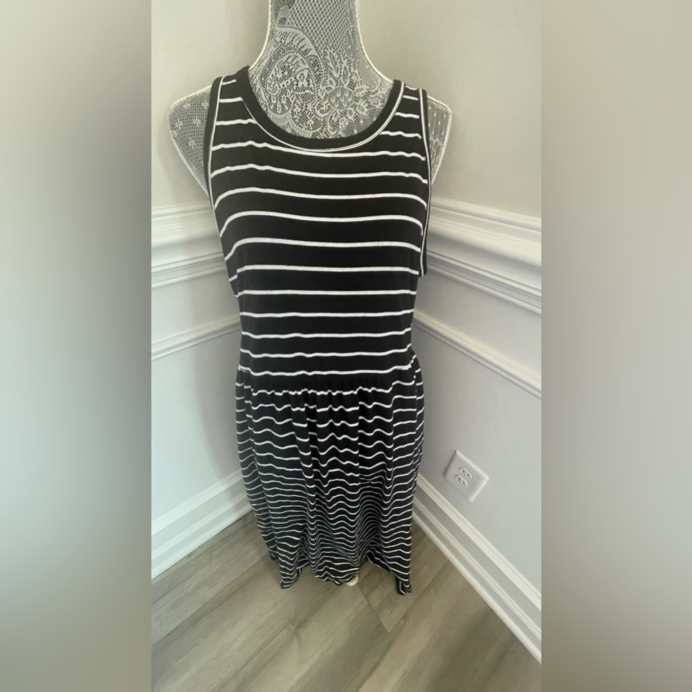 Croft & Barrow Womens Black Stripe Sleeveless Maxi Dress Size L